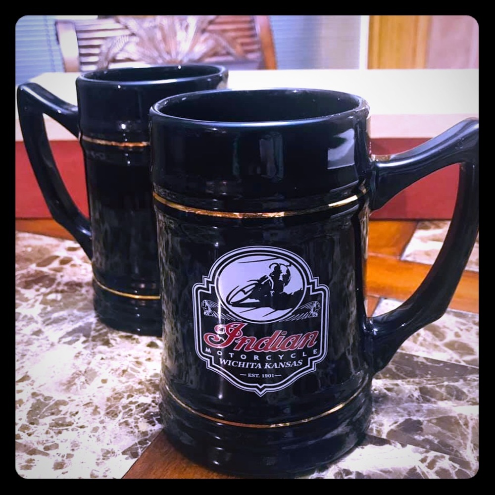 Set of Two Large Indian Motorcycle Mugs